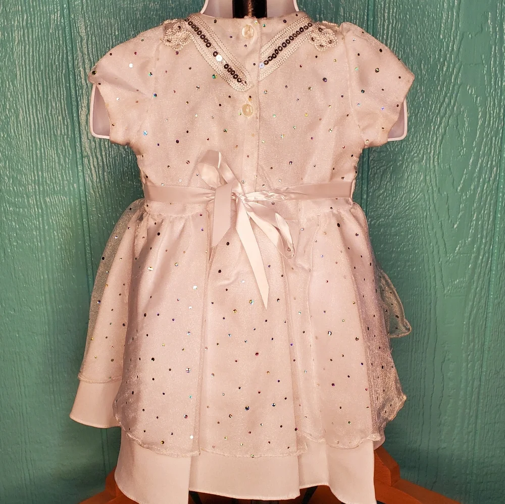 ❤️ New dress  2 pieces short sleeve white silver sequins Baptism various…